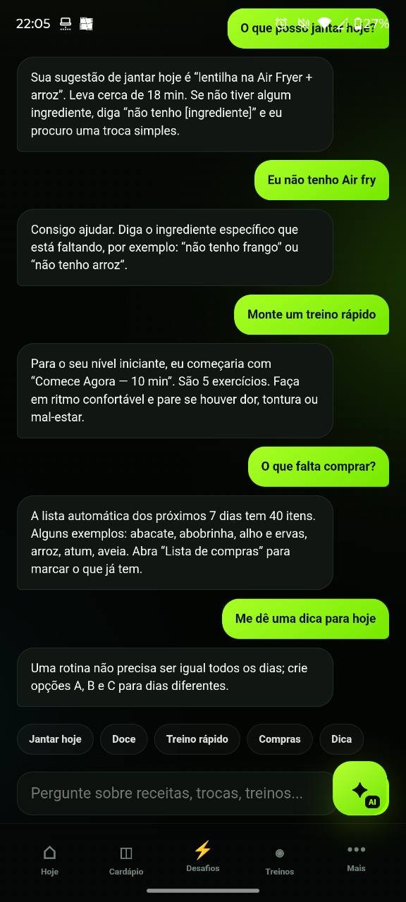 Tela do Assistente Fit